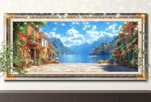 LeiDong Diamant Painting Bilder für Erwachsene,5D DIY Diamond Painting Kinder,Gipfel,Meer Full Drill Cross Stickerei Malerei Kits Malen Nach Zahlen für Wohnzimmer,Zuhause Dekor (100x200cm) 55F-12284 von LeiDong