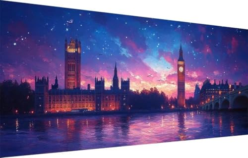 LeiDong Diamant Painting Bilder für Erwachsene,5D DIY Diamond Painting Kinder,London,Fluss Full Drill Cross Stickerei Malerei Kits Malen Nach Zahlen für Wohnzimmer,Zuhause Dekor (100x200cm) 55F-3824 von LeiDong