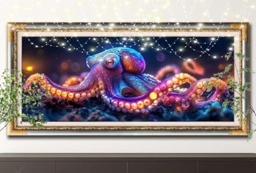 LeiDong Diamant Painting Bilder für Erwachsene,5D DIY Diamond Painting Kinder,Oktopus,Tier Full Drill Cross Stickerei Malerei Kits Malen Nach Zahlen für Wohnzimmer,Zuhause Dekor (80x220cm) 55F-14863 von LeiDong