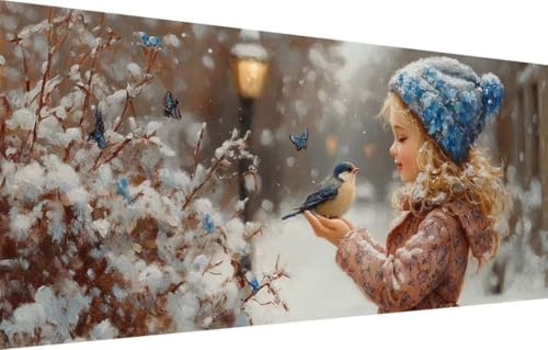 LeiDong Diamant Painting Bilder für Erwachsene,5D DIY Diamond Painting Kinder,Spatz,Mädchen Full Drill Cross Stickerei Malerei Kits Malen Nach Zahlen für Wohnzimmer,Zuhause Dekor (100x250cm) 55F-3885 von LeiDong