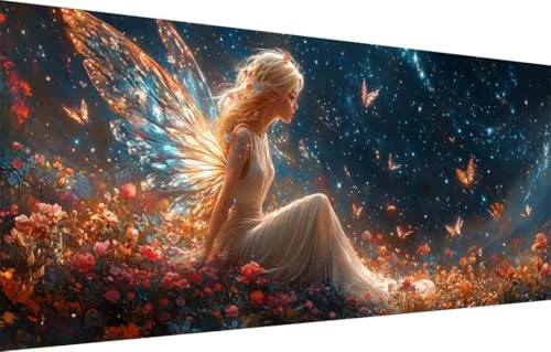 LeiDong Diamond Painting Erwachsene,5D Elf,Schmetterling Diamant Painting Bilder für Kinder,DIY Diamant Kristall Strass Mosaik Kreuzstich Bastelset für Schlafzimmer Zuhause Dekor (100x250cm) 55F-3075 von LeiDong