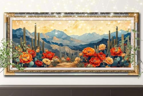 LeiDong Diamond Painting Erwachsene,5D Kaktus,Landschaft Diamant Painting Bilder für Kinder,DIY Diamant Kristall Strass Mosaik Kreuzstich Bastelset für Schlafzimmer Zuhause Dekor (60x180cm) 55F-13389 von LeiDong