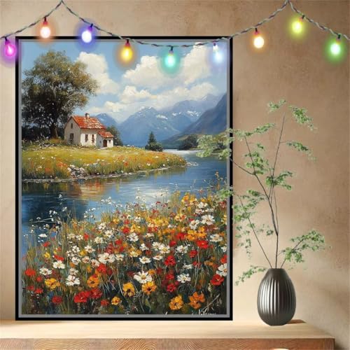 Malen nach Zahlen Erwachsene Hütte,Bach,Paint by Numbers Knitterfreie Leinwand Kit für Anfänger,DIY Basteln Acrylfarbe Handgemalt Ölgemälde Kit für Wand Dekoration Weihnachten Geschenk 60x80cm 54N4205 Malen nach Zahlen Erwachsene Hütte,Bach,Paint by Numbers Knitterfreie Leinwand Kit für Anfänger,DIY Basteln Acrylfarbe Handgemalt Ölgemälde Kit für Wand Dekoration Weihnachten Geschenk 60x80cm 54N4205 von LeiDong
