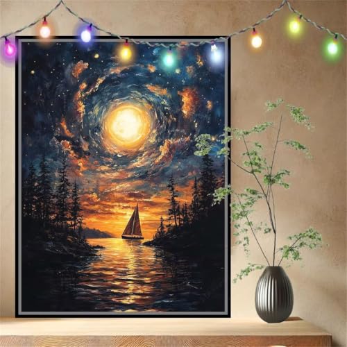 Malen nach Zahlen Erwachsene Mond,Segelboot,Paint by Numbers Knitterfreie Leinwand Kit für Anfänger,DIY Basteln Acrylfarbe Handgemalt Ölgemälde Kit für Wand Dekoration Geschenk 100x133cm 54N-4809 Malen nach Zahlen Erwachsene Mond,Segelboot,Paint by Numbers Knitterfreie Leinwand Kit für Anfänger,DIY Basteln Acrylfarbe Handgemalt Ölgemälde Kit für Wand Dekoration Geschenk 100x133cm 54N-4809 von LeiDong