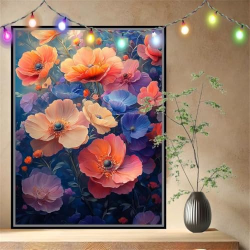 Malen nach Zahlen Erwachsene Wildblume,Landschaft,Paint by Numbers Knitterfreie Leinwand Kit für Anfänger,DIY Basteln Acrylfarbe Handgemalt Ölgemälde Kit für Wand Dekoration (90x120cm) 54N-4628 von LeiDong