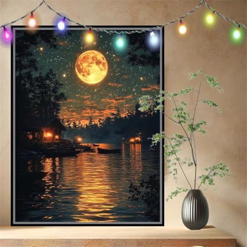 Mond,Boot Malen nach Zahlen Erwachsene Mädchen Klein 60x80cm,DIY Ölgemälde Set Malerei Basteln Leinwand Bilder für Dame,Acrylmalerei Paint by Numbers Adults für Geschenke und Heimdekoration 54N-4885 Mond,Boot Malen nach Zahlen Erwachsene Mädchen Klein 60x80cm,DIY Ölgemälde Set Malerei Basteln Leinwand Bilder für Dame,Acrylmalerei Paint by Numbers Adults für Geschenke und Heimdekoration 54N-4885 von LeiDong