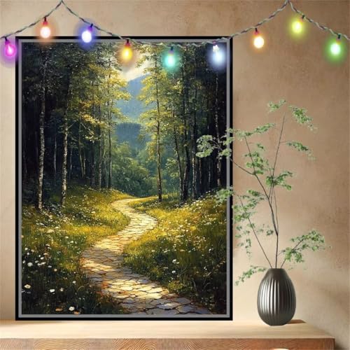 Pfad,Landschaft Malen nach Zahlen für Erwachsene Anfänger,DIY Paint by Numbers Acrylpigment Ölgemälde Kunsthandwerk Kit,Bastelset Malen Nach Zahlen Kinder für Home Wand Décor (120x160cm) 54N-4070 von LeiDong