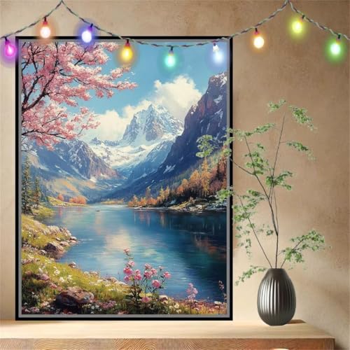 Schneebedeckter Berg,Kirschblüte Malen nach Zahlen Erwachsene Mädchen Klein 80x107cm,DIY Ölgemälde Set Malerei Leinwand Bilder für Dame,Acrylmalerei Paint by Numbers Adults für Heimdekoration 54N-4497 Schneebedeckter Berg,Kirschblüte Malen nach Zahlen Erwachsene Mädchen Klein 80x107cm,DIY Ölgemälde Set Malerei Leinwand Bilder für Dame,Acrylmalerei Paint by Numbers Adults für Heimdekoration 54N-4497 von LeiDong