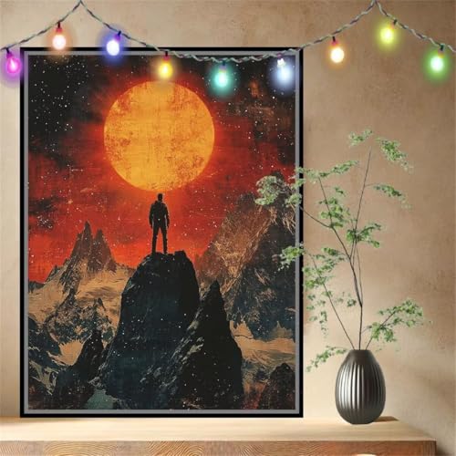 Schneebedeckter Berg,Landschaft Malen nach Zahlen für Erwachsene Anfänger,DIY Paint by Numbers Acrylpigment Ölgemälde Kit,Bastelset Malen Nach Zahlen Kinder für Home Wand Décor (60x80cm) 54N-9465 von LeiDong