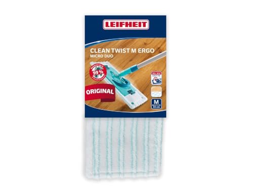 Leifheit Original Wischbezug CLEAN Twist M Ergo/Power Clean Micro Duo, Bodenwischer Ersatzbezug für ideale Schmutzaufnahme Dank 2-Faser-System, Mikrofaser Bezug ideal für Fliesen und Laminat von Leifheit