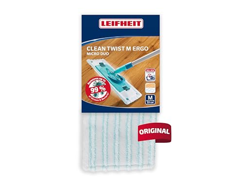 Leifheit Wischbezug Clean Twist M Ergo micro duo, für alle Bodenarten, Bodenwischer Ersatzbezug für ideale Schmutzaufnahme dank 2-Faser-System, Mikrofaser Bezug ideal für Fliesen und Laminat von Leifheit