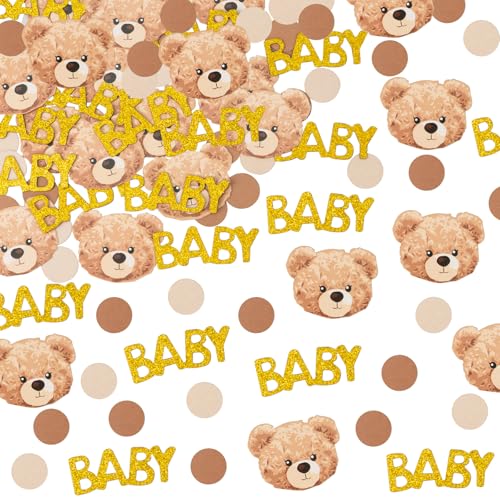 100 Stück Konfetti, Motiv Bär, Taufe, Geburt, Geburtstag, Babyparty, Dekoration, Tisch, aus Papier, für Party, Jungen, Mädchen von Leikedun