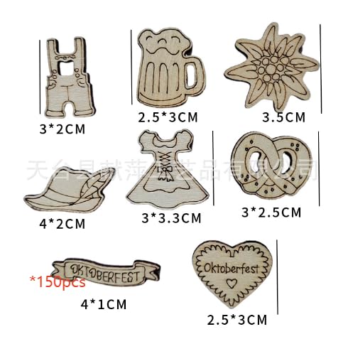 150 Stück Streudeko Holz Konfetti,Bayerische Tischdeko für Oktoberfest,DIY Deko, Basteln, Tischdekoration (Dirndl, Edelweiss, Bier Motive) von Leikedun