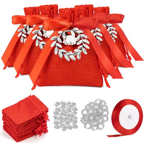 30 Stück Gastgeschenke für Abschlussfeier, Konfektbeutel mit Anhänger Krone und rotem Band für Konfekt, Bonboniere, Dekoration für Abschlussfeier, Zeremonie, Silber von Leikedun