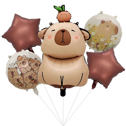 5 Stück Capybara Folienballons,Capybara Anime Thema Cartoon Animal Balloon Set,Tiere Luftballon Aluminium Folie Capybara- Dekoration für Kinder Geburtstag Hochzeit Festival Party von Leikedun