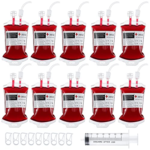 Leikedun 10 Stück 350 ml Halloween Trinkgefäß Blutbeutel Zum Befüllen Infusionsbeutel Getränkebeutel Wiederverwendbare, Blutgruppenetiketten und Schnallen für Cosplay Zombie Party Leikedun 10 Stück 350 ml Halloween Trinkgefäß Blutbeutel Zum Befüllen Infusionsbeutel Getränkebeutel Wiederverwendbare, Blutgruppenetiketten und Schnallen für Cosplay Zombie Party von Leikedun