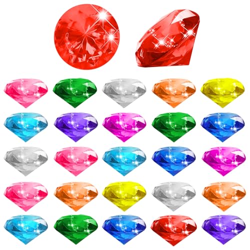 Leikedun 10 Stück 40mm Kinder Diamant Edelsteine Set Piraten Schatzsuche Spielzeug Geschenk zu Geburtstags Weihnachts Hochzeit Deko Bunt Acryl Große Transparent Kristall Pool Spielzeuge von Leikedun