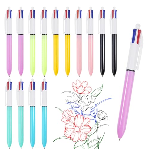 Leikedun 14 Stück mehrfarbige Kugelschreiber, einziehbar, 4 in 1, mehrfarbig, bequem, Kugelschreiber, Roller, für Schulbedarf, Büro, Partygeschenke, Kindergeschenk Leikedun 14 Stück mehrfarbige Kugelschreiber, einziehbar, 4 in 1, mehrfarbig, bequem, Kugelschreiber, Roller, für Schulbedarf, Büro, Partygeschenke, Kindergeschenk von Leikedun