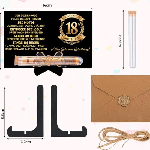 Leikedun 18. Geburtstag Geschenk - Geldgeschenk mit Holzkarte, Reagenzglas & Ständer im Schwarz-Gold Design - Geldgeschenkverpackung für Jungen, Mädchen, Jugendliche zum 18. Geburtstag Leikedun 18. Geburtstag Geschenk - Geldgeschenk mit Holzkarte, Reagenzglas & Ständer im Schwarz-Gold Design - Geldgeschenkverpackung für Jungen, Mädchen, Jugendliche zum 18. Geburtstag von Leikedun
