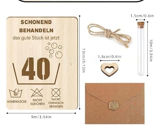 Leikedun Handmade Holz Geschenkset für Geldgeschenke zum 40. Geburtstag - Personalisierte Box für Frau oder Mann mit 40. Geschenkumschlägen und Karte von Leikedun