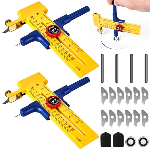 2 Stück Kreisförmiger Papierschneider, Kreisschneider für Kreise von 1-30cm, Kompass-Schneider mit Zirkelschneider zum Schneiden von Papierkarton Leder, Rundschneider aus Kunststoff 2 Stück Kreisförmiger Papierschneider, Kreisschneider für Kreise von 1-30cm, Kompass-Schneider mit Zirkelschneider zum Schneiden von Papierkarton Leder, Rundschneider aus Kunststoff von Leikurvo