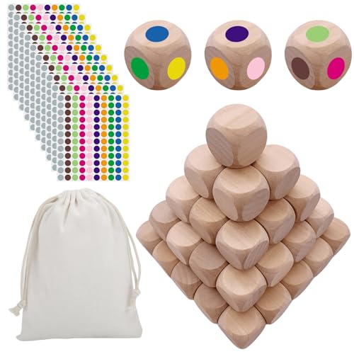 60 Stück Holzwürfel Blanko: 20 mm Würfel, DIY Blankowürfel, Unlackiertes Holzwürfel, Runden Ecken Holzwürfel mit Kordelzug Farbe Punktaufkleber, Würfel für DIY Dekorationen/Brettspiele 60 Stück Holzwürfel Blanko: 20 mm Würfel, DIY Blankowürfel, Unlackiertes Holzwürfel, Runden Ecken Holzwürfel mit Kordelzug Farbe Punktaufkleber, Würfel für DIY Dekorationen/Brettspiele von Leikurvo