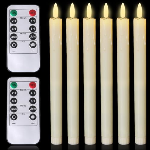 6er-Set LED Stabkerzen mit Timerfunktion und 2 Fernbedienung, 2.5 * 25cm LED Stabkerzen Flammenlose, Batteriebetriebene LED Kerzen für Hochzeit,Halloween,Weihnachts Dekoration 6er-Set LED Stabkerzen mit Timerfunktion und 2 Fernbedienung, 2.5 * 25cm LED Stabkerzen Flammenlose, Batteriebetriebene LED Kerzen für Hochzeit,Halloween,Weihnachts Dekoration von Leikurvo