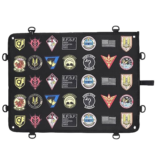 Patches Klett Wand, Patchwand Kletttafel Wand Klettmatte Wand Militär Klett Patch Wand mit Ösen für Militär Patch Aufhängung (Schwarz, 48.5 x 62.5 cm) von Leikurvo