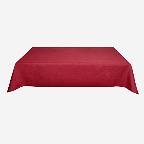 Tischdecke Leinenoptik Leinen Lotuseffekt Wasserabweisend Lotus Eckig 110x140 cm Rot von Leinen-Optik-Kollektion