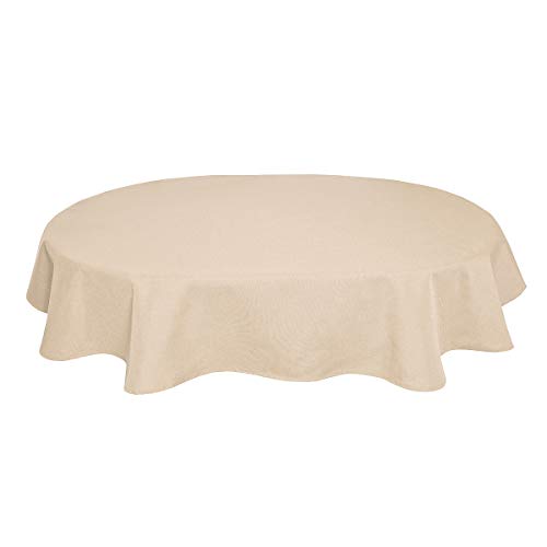 Tischdecke Leinenoptik Leinen Lotuseffekt Wasserabweisend Lotus Oval 160x220 cm Sand von Leinen-Optik-Kollektion