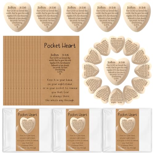 Leinuosen 30 Set Johannes 3:16 Ostern religiöses Geschenk christliches Taschenherz Token Bibelversen Gott gesegnet Partygeschenke mit Heiligen Karten Gebet für Ostern Geschenk Mama Papa Familie Freund von Leinuosen
