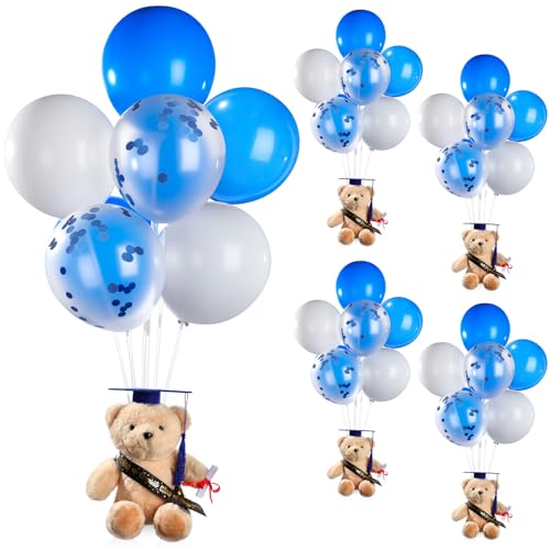 Leinuosen 4 Set Abschlussparty-Dekorationen, Ballon-Ständer, Tischaufsätze, Klasse 2025, Tischdekoration für High School, Studenten, Abschluss (Blau) von Leinuosen