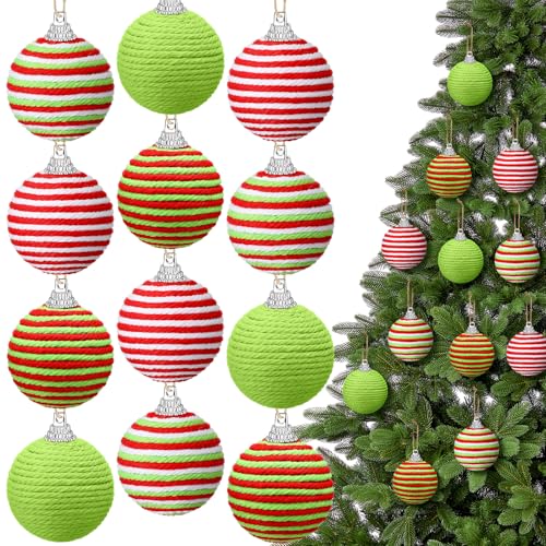 Leinuosen Weihnachtskugeln, Boho, Bauernhaus, Juteseil, hängende Bälle, Jute, neutral, rustikal, Ornamente für Weihnachtsbaum, Kranz, Girlande, Zuhause, Hochzeit, Party, Dekoration, 12 Stück Leinuosen Weihnachtskugeln, Boho, Bauernhaus, Juteseil, hängende Bälle, Jute, neutral, rustikal, Ornamente für Weihnachtsbaum, Kranz, Girlande, Zuhause, Hochzeit, Party, Dekoration, 12 Stück von Leinuosen