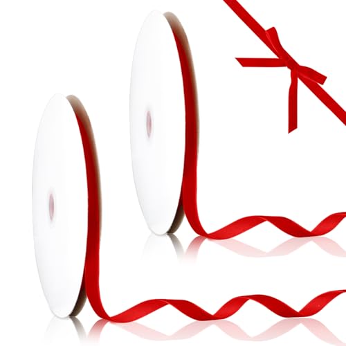 Red Band,Osterband,Dekoband,Geschenkbänder,Geschenkband Rot,Schleifenband Rot,Red Velvet,Schleifenband Weihnachten,Weihnachtsdekoration Band,10mmx22.86m 2 Rollen Red Band,Osterband,Dekoband,Geschenkbänder,Geschenkband Rot,Schleifenband Rot,Red Velvet,Schleifenband Weihnachten,Weihnachtsdekoration Band,10mmx22.86m 2 Rollen von Leislam