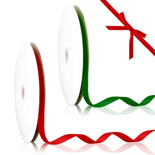 Leislam Velvet Ribbon, Samt Band, Rot und Dunkelgrün, Hochzeit, Weihnachten, Dekoband, Geschenkbänder, 10mm, 22.86m x 1cm von Leislam