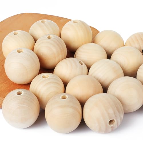 20 Stück x 40mm Super Große Holzperlen natur Holzkugeln mit Loch 7mm zum Basteln Makramee Traumfänger DIY Handwerk Dekor etc. 20 Stück x 40mm Super Große Holzperlen natur Holzkugeln mit Loch 7mm zum Basteln Makramee Traumfänger DIY Handwerk Dekor etc. von LeisuDay