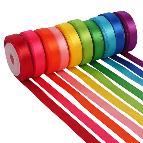 LeisuDay 10 Rollen Satinbänder, 10mm x 4,5m Schleifenband Geschenkband Seidenbänder Stoffband Satin Rolle Bänder zum Basteln, dunkel Farben LeisuDay 10 Rollen Satinbänder, 10mm x 4,5m Schleifenband Geschenkband Seidenbänder Stoffband Satin Rolle Bänder zum Basteln, dunkel Farben von LeisuDay