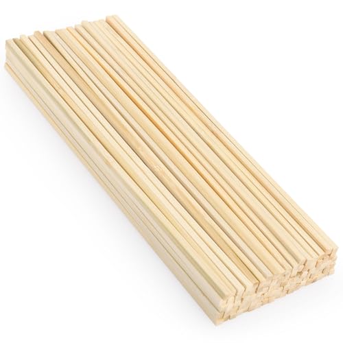 LeisuDay 5x5mm Holzstäbchen zum Basteln, 50 Stück Holzstäbe Quadratisch 30cm Lang, Holzklötzchen Holzleiste Holzstange Bambusstäbe Bastelholz Stäbchen zum Modellbau DIY Handwerk von LeisuDay