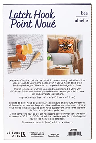 Leisure Arts Knüpfhaken-Set Bee - Wandkunst - Bedruckter Stoff - Häkelhaken-Set für Erwachsene - 40 cm von Leisure Arts