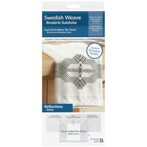 Schwedisches Handtuch-Set, Reflexionen, schwarz, traditionelles schwedisches Weben, Huck-Weben, schwedische Webmuster, schwedischer Webstoff, schwedische Webtücher von Leisure Arts