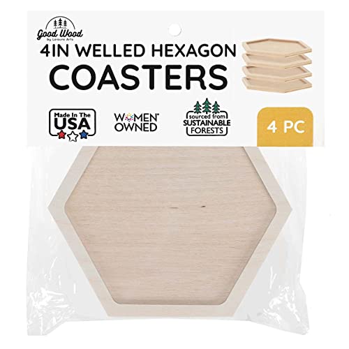 Welled Holz-Untersetzer, sechseckig, 10,2 x 11,4 cm, 4 Stück, für Holzuntersetzer, Basteln und Dekorationen, Welled Center für Harzdesign oder Farbe, Decoupage, Gravur, Holzverbrennung Welled Holz-Untersetzer, sechseckig, 10,2 x 11,4 cm, 4 Stück, für Holzuntersetzer, Basteln und Dekorationen, Welled Center für Harzdesign oder Farbe, Decoupage, Gravur, Holzverbrennung von Leisure Arts