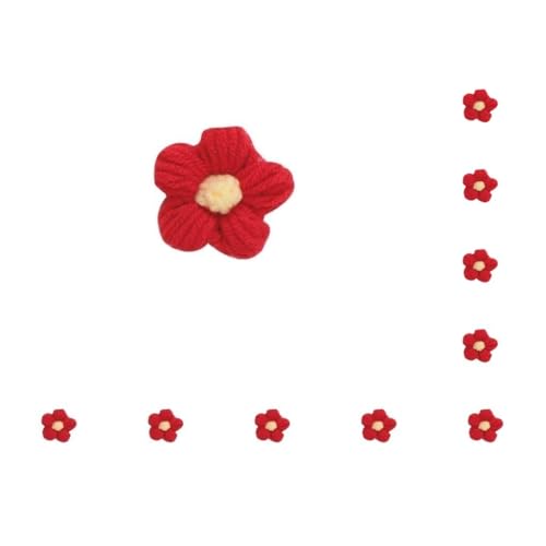 10 Set Brosche Wolle Strickapplikation Handgemachte Blumen Patches Selbstmontage Zubehör Zubehör Kleidung Ornament Material Rot von Leisurealeaneag