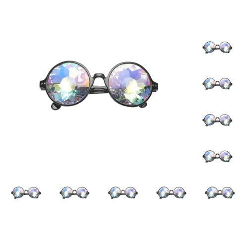 Leisurealeaneag Kaleidoskop-Rave-Brillen, Requisiten, für Musik-Festival, Urlaub, Schwarz, 13,6 cm, 10 Stück von Leisurealeaneag