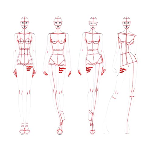 Leisurealeaneag Mode Zeichnung Lineal Set Figur Zeichnung Vorlage für Mode Design Skizze, Stil A, 25.4x6.8cm 25.1x7cm von Leisurealeaneag