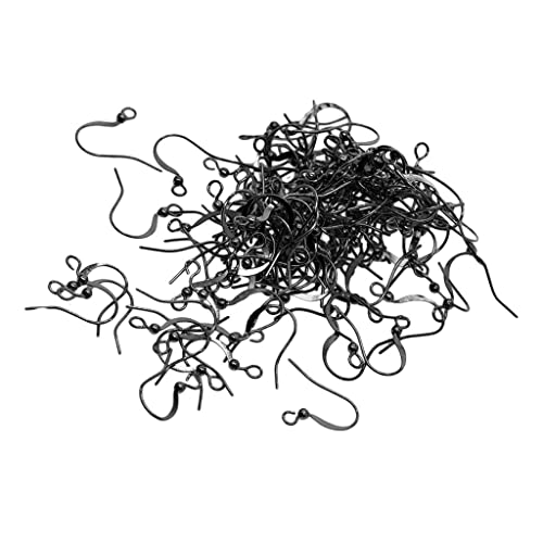 Ohrringhaken aus Messing, Fischhaken, Ohrdraht, französischer Drahthaken, schwarz, 16 x 16 mm, 100 Stück Ohrringhaken aus Messing, Fischhaken, Ohrdraht, französischer Drahthaken, schwarz, 16 x 16 mm, 100 Stück von Leisurealeaneag