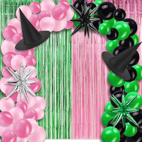 Leitee 127-teiliges rosa und grünes Ballon-Girlanden-Set, Hexenhut, explodierender Stern-Ballon, Folienquasten-Vorhang, geeignet für rosa und grüne Party, Hexen-Thema Leitee 127-teiliges rosa und grünes Ballon-Girlanden-Set, Hexenhut, explodierender Stern-Ballon, Folienquasten-Vorhang, geeignet für rosa und grüne Party, Hexen-Thema von Leitee