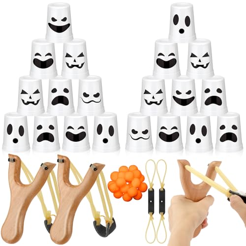 Leitee Halloween Stapelbecher Halloween Karneval Spiele Ghost Cup Stapelspiel mit 24 Cup 2 Holzschleuder 2 Ersatzschleuder Gummiband 20 Filz Fake Balls Spiel für Familie Wurf Party Gruppe Leitee Halloween Stapelbecher Halloween Karneval Spiele Ghost Cup Stapelspiel mit 24 Cup 2 Holzschleuder 2 Ersatzschleuder Gummiband 20 Filz Fake Balls Spiel für Familie Wurf Party Gruppe von Leitee