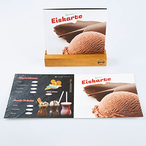 Leitsch-Media Simple Eiskarte für Anfänger, 10 Fotos mit Eisklassiker, 4 Seiten, gefaltet, quadratisch, modernes Format, dunkle Optik, Modell: sblack4 Leitsch-Media Simple Eiskarte für Anfänger, 10 Fotos mit Eisklassiker, 4 Seiten, gefaltet, quadratisch, modernes Format, dunkle Optik, Modell: sblack4 von Leitsch-Media