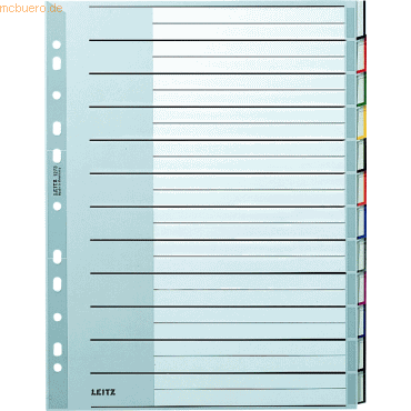 10 x Leitz Register A4+ 12-teilig PP blanko grau 10 x Leitz Register A4+ 12-teilig PP blanko grau von Leitz