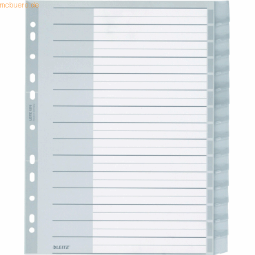 10 x Leitz Register A4 15-teilig PP blanko grau von Leitz